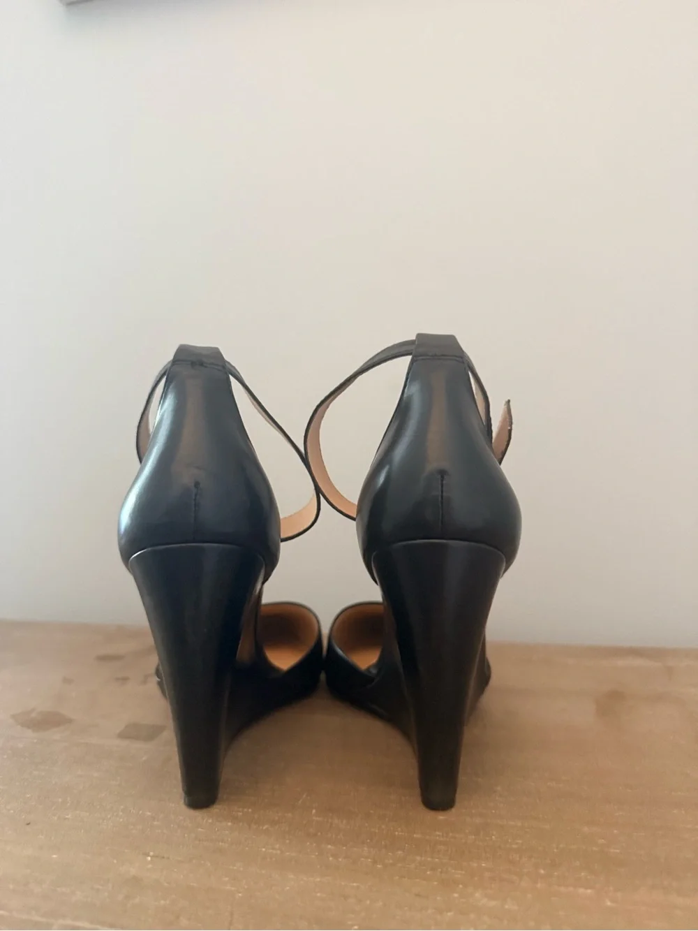 Vince Camuto Black Pointed Toe Ankle Strap Heels